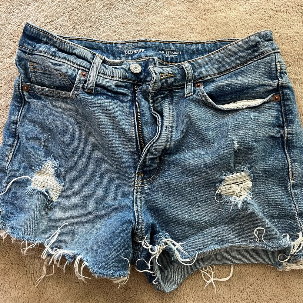 Old Navy Women's Light Blue Ripped Jean Shorts
